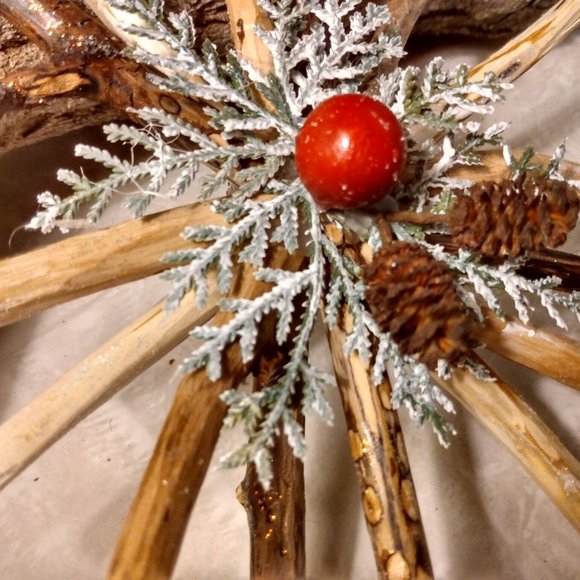 Handmade Rustic Real Wood Sticks Twigs Tree Topper  or Hanging Ornament - Picture 3 of 8